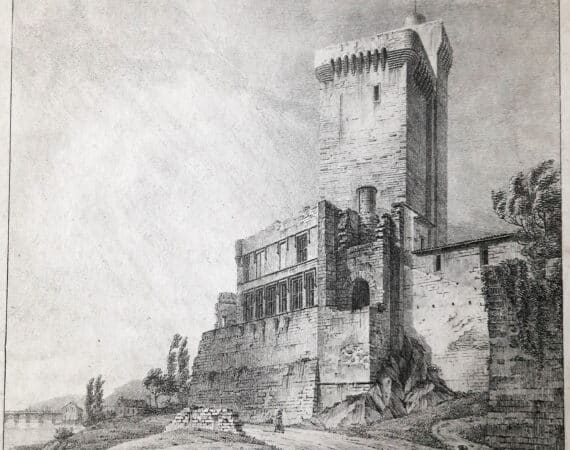 Estampe représentant la tour Philippe le Bel dans les années 1820